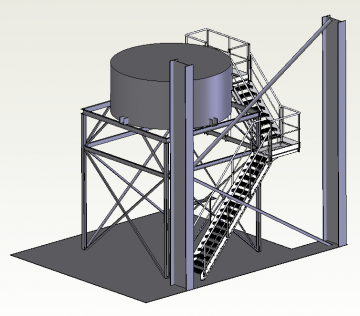 Étude, fabrication et chantier d'installation d'un escalier en inox sécurisant l'accès à une cuve aérienne dans l'agroalimentaire.